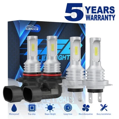 AUIMSOCO 9005 H7 LED Headlight Bulbs For Volkswagen Cabrio Convertible 2000-2002 - Image 1 of 4