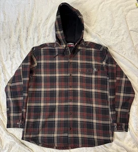 Wolverine Red and Black flannel Jacket Size XL Heavyweight Hoodie Button Up - Picture 1 of 7