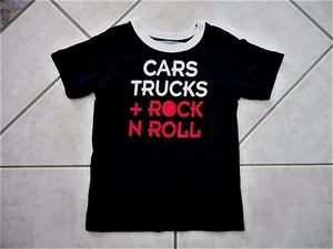 Boys Size 2 - S Black T-shirt T shirt tshirt Cars Trucks Rock N Roll CTN Kids - Picture 1 of 3