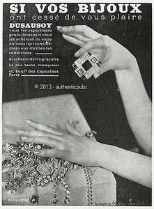 REKLAME SCHMUCK DUSAUSOY JUWELIER SIGNIERT LAURE ALBIN GUILLOT VON 1933 FRANZÖSISCHE ANZEIGE - Bild 1 von 1