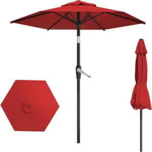 7.5FT Patio Umbrella Table Market Umbrella W/Tilt and Crank Heavy-Duty round Out - Picture 1 of 8