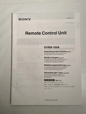 Sony SVM-100A Operating Instructions Manual Original Genuine Booklet For VCR HTF - Image 1 of 4