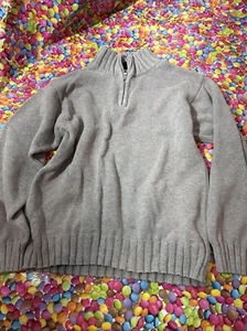 Boys Gap Kids Size Medium Grey Thick Knit 1/4 Zip Pullover Jumper Casual Sweater - Picture 1 of 5