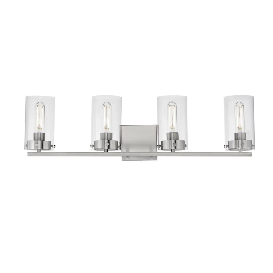 Tocador de baño Maxim Lighting Pinn 4 luces, níquel satinado/claro - 12404CLSN Foto 1 de 1