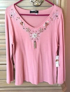 Neu mit Etikett neu City Girl Nancy Bolen rosa Muscheln & Perlen Sahara Wüste Top L UVP 114 $ - Bild 1 von 2