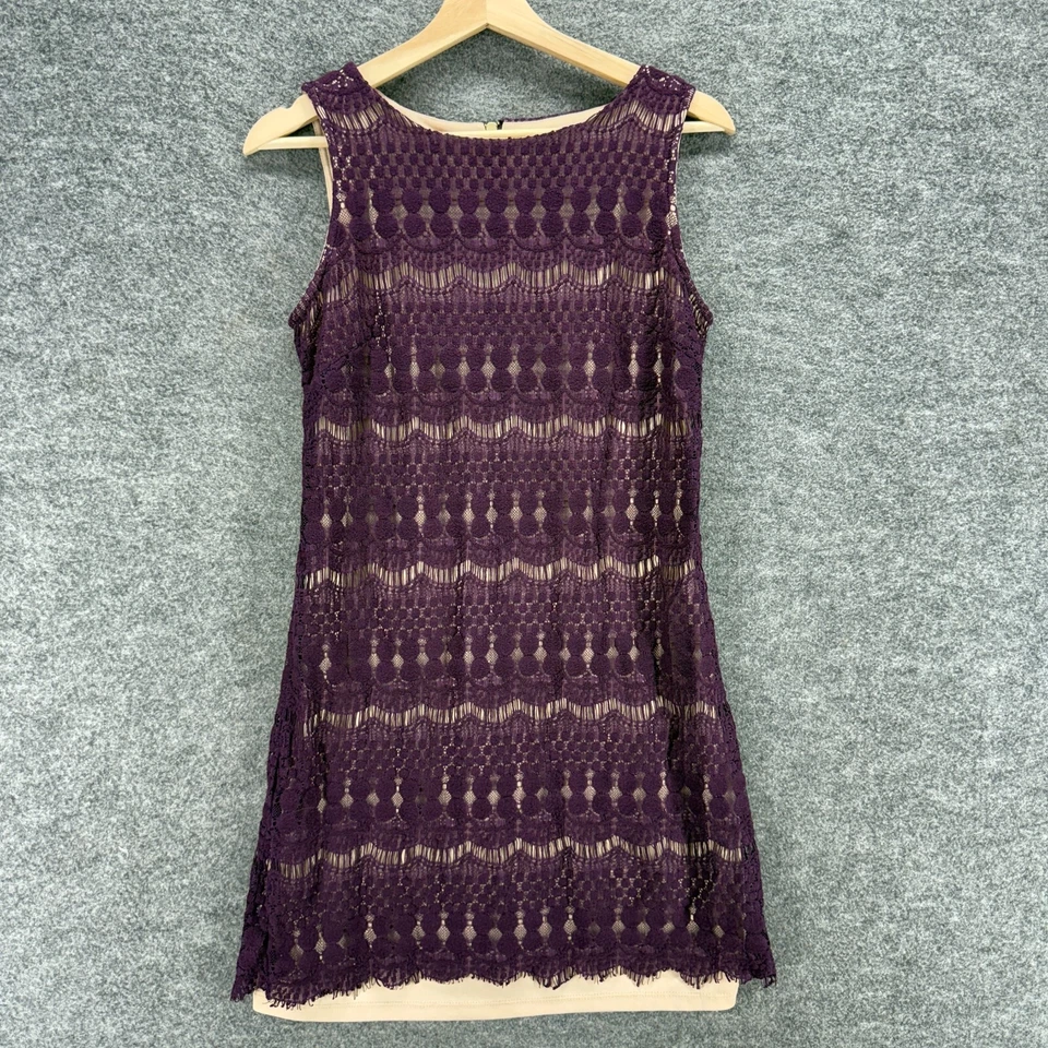 Платье женское Ronni Nicole 4 фиолетовое геометрическое вязание крючком сменное миди с подкладкой молния - Изображение 1 из 4