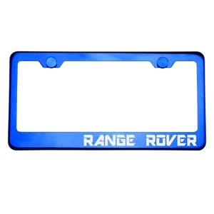 Tapa de tornillo de metal grabado con láser azul cromado marco de matrícula RANGO ROVER - Imagen 1 de 8