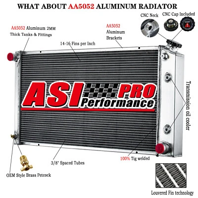 3 Row Radiator For 1977-92 90 Cadillac Brougham DeVille Pontiac Buick Fleetwood - Image 1 of 4