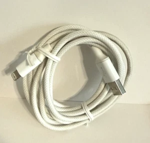 AT&T 6 Foot Braided Cable USB-A to Lightning ~ Charge & Sync ~ White, With Box - Picture 1 of 2