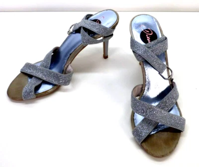 DIESEL Heels Sandals Shoes Silver Shiny Y2K Criss Cross Straps Size EU 37 UK 4 - Image 1 of 4