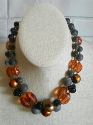 De colección W. Alemania Dos Cuerdas Bronce Gris Cuentas Cierre Caja 15 Pulgadas Foto 1 de 3