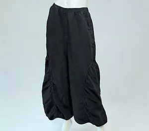 Match Point Linen Pants Medium Artsy Black Wide Leg Lagenlook Balloon Parachute - Picture 1 of 5