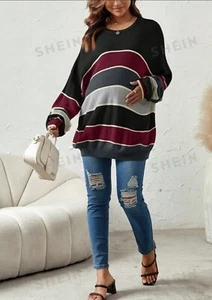 Shein Maternity Color Block Dolman Sleeve Sweater Size L - Picture 1 of 9