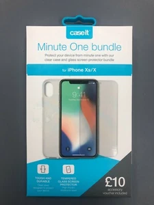Protector de pantalla de vidrio Apple iPhone X XS + funda transparente para iPhone X XS - Imagen 1 de 3