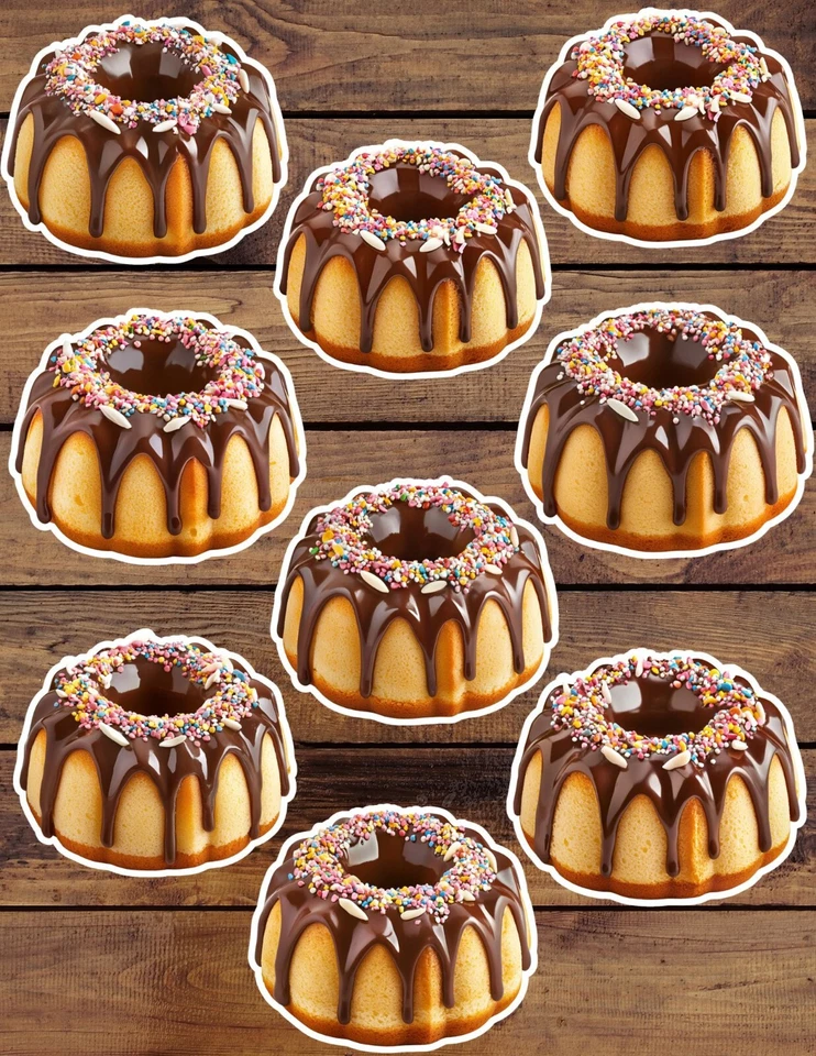 Juego de pegatinas de vinilo troqueladas para pastel de chocolate Bundt álbum de recortes portátil botella de agua Foto 1 de 1