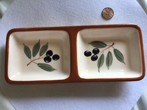 Inspirado Stonelite Clay Ceramic Two Section Olive Serving Dish - Picture 1 of 4