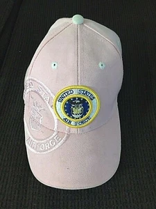 Gorra de béisbol militar de la Fuerza Aérea de los Estados Unidos rosa sombrero usado - Imagen 1 de 4