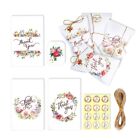 24 Sets Thank You Paper Treat Bags with Floral Sticker Tags Rope for Cookie Gift