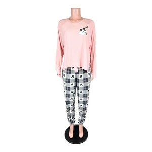 Disney Women's 2-Piece Soft Jersey Raglan and Jogger Pajama Set Pink Large Size - Picture 1 of 2