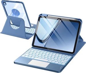 360 Rotating Keyboard Case for iPad A16 11th 10th Generation with 7 Color Backli - Picture 1 of 8