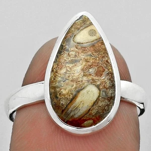 Anillo de plata esterlina 925 calcy roca natural s.8.5 joyería R-1004 - Imagen 1 de 5