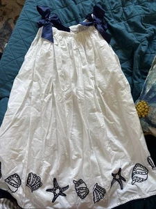 Girls White Sundress With Bows And Sea Shells Size 4/5 - Picture 1 of 5