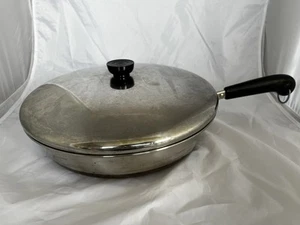 Revere Ware 12" Skillet with Lid Copper Bottom Vintage Frying Pan w/Metal Hanger - Picture 1 of 10