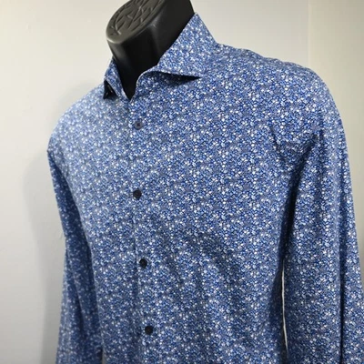 Camisa de vestir Express floral ajustada manga larga abotonada para hombre talla mediana Foto 1 de 4