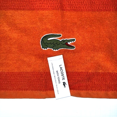Toalla de baño Lacoste 100 % algodón naranja 30" x 52" logotipo de cocodrilo nueva con etiquetas Foto 1 de 4