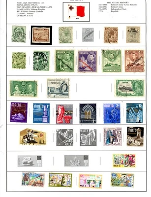 MALTA-- Collection of 185 Stamps and 1 Souvenir Sheet Mounted on Pages - Image 1 of 4