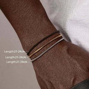 Stainless Steel Snake Chain Bracelet Men Box Link Adjustable Metal Tone Jewelry - Picture 1 of 25