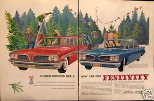 LOT OF 2 1960 MAGAZINE ADS FOR GENERAL MOTORS PONTIAC - Picture 1 of 2