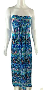 NWT ANTHROPOLOGIE by NICOLE MILLER Size S Halter Maxi Blue Graphic Prism NEW - Picture 1 of 8