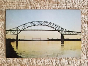 BOURNE BRIDGE AT SUNDOWN,CAPE COD,MASS.VTG POSTCARD*P64 - Picture 1 of 2
