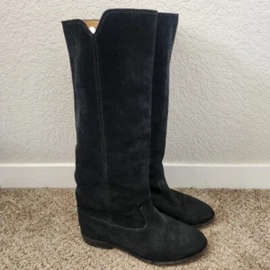 Isabel Marant Cleave Concealed Wedge Suede Black Knee High Boots Minimalist 39 - Picture 1 of 13