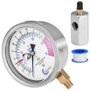 4" Gas Test CAPSULE Pressure Gauge 15 Pound, 15 PSI, 3/4” FNPT - Picture 1 of 8