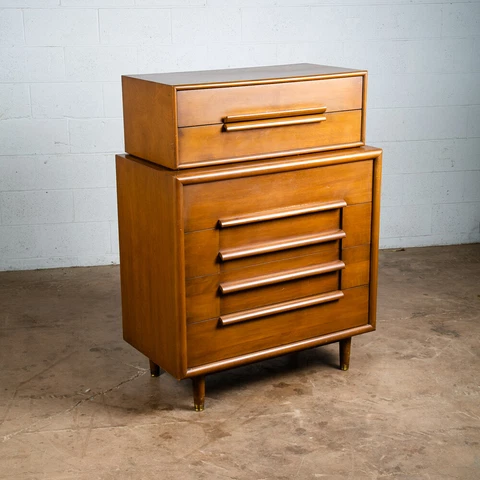 Mid Century Modern Dresser Highboy 6 Drawers Furniture Guild Tall Chest Dark Mcm Cover