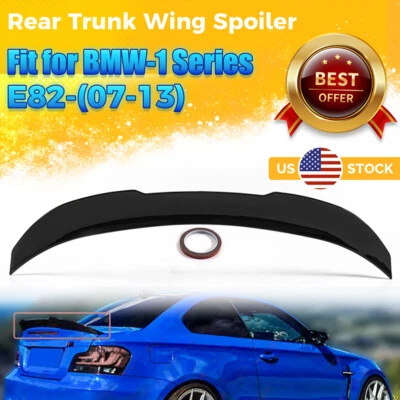 PSM Style Rear Trunk Spoiler Wing For BMW E82 125i 128i 2007-2013 Gloss Black US - Image 1 of 4