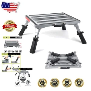 Taburete plegable de aluminio para autocaravanas - plataforma de 19 pulgadas x 14,5 pulgadas, antideslizante - Imagen 1 de 10