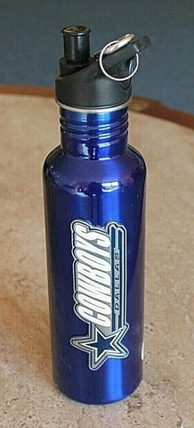 Vintage Dallas Cowboys  Blue Stainless Steel Water Bottle 26 Oz Cover
