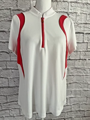 EP  Pro Tour Tech XL Golf Top White Coral Short Sleeve 1/4 Zip Poipu Bay - Image 1 of 4