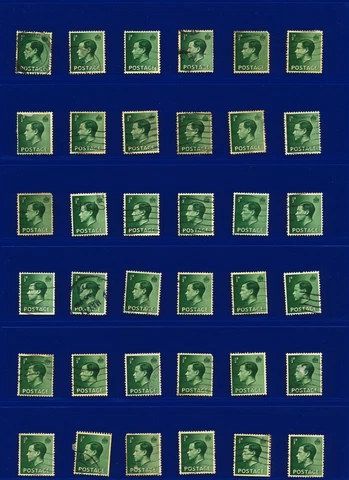 1936 SG457 ½d Green x36 For Varieties Specialists G/F Used lalj Cover