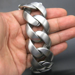 Bracciale Uomo Catena Cubana Super Enorme 31mm Argento Spazzola Acciaio Inox 9,4"(L) - Foto 1 di 12