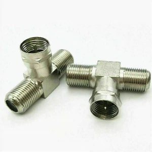 2 Way Satellite Y Splitter RF Adaptor F Type Screw Connector TV Virgin Cable Sky - Picture 1 of 5