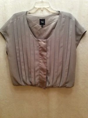 Blusa para mujer Gap talla L plisada sin mangas con volantes lino gris Foto 1 de 4