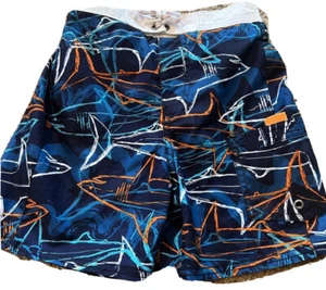 Osh Kosh B'gosh Boys Navy & Orange Shark print Swim Short Size 6 suit trunks - Picture 1 of 2