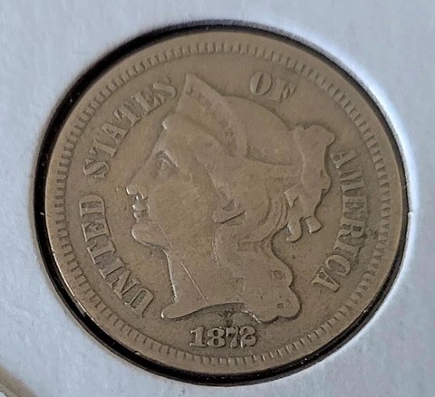 1872 3-cent Nickle Higher Grade Cover