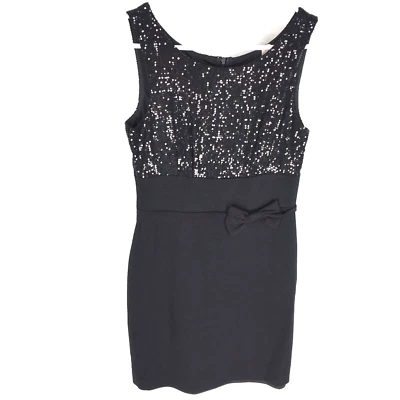 BAILEY 44 Black Mini Dress Size Small Sequin Design Bow Tie Front Womens - Image 1 of 4