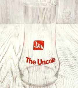 7 UP The "Un-cola" Upside Down 15 Oz Clear/Red Drinking Glass Vintage - Picture 1 of 4