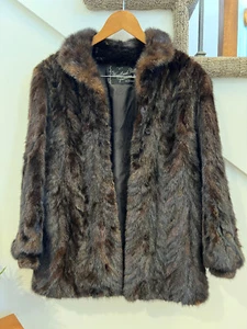 Vintage Dark Brown Mink Fur Coat by Woodland Hills Furriers, Inc. - Picture 1 of 15